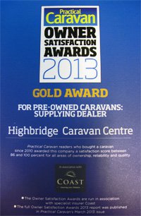 Practical Caravan Pre-Owned Caravans: Supplying Dealer Gold Award